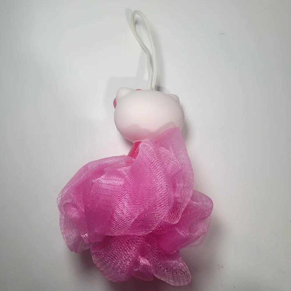 HELLO KITTY Bath Scrubby. Pink/White 5